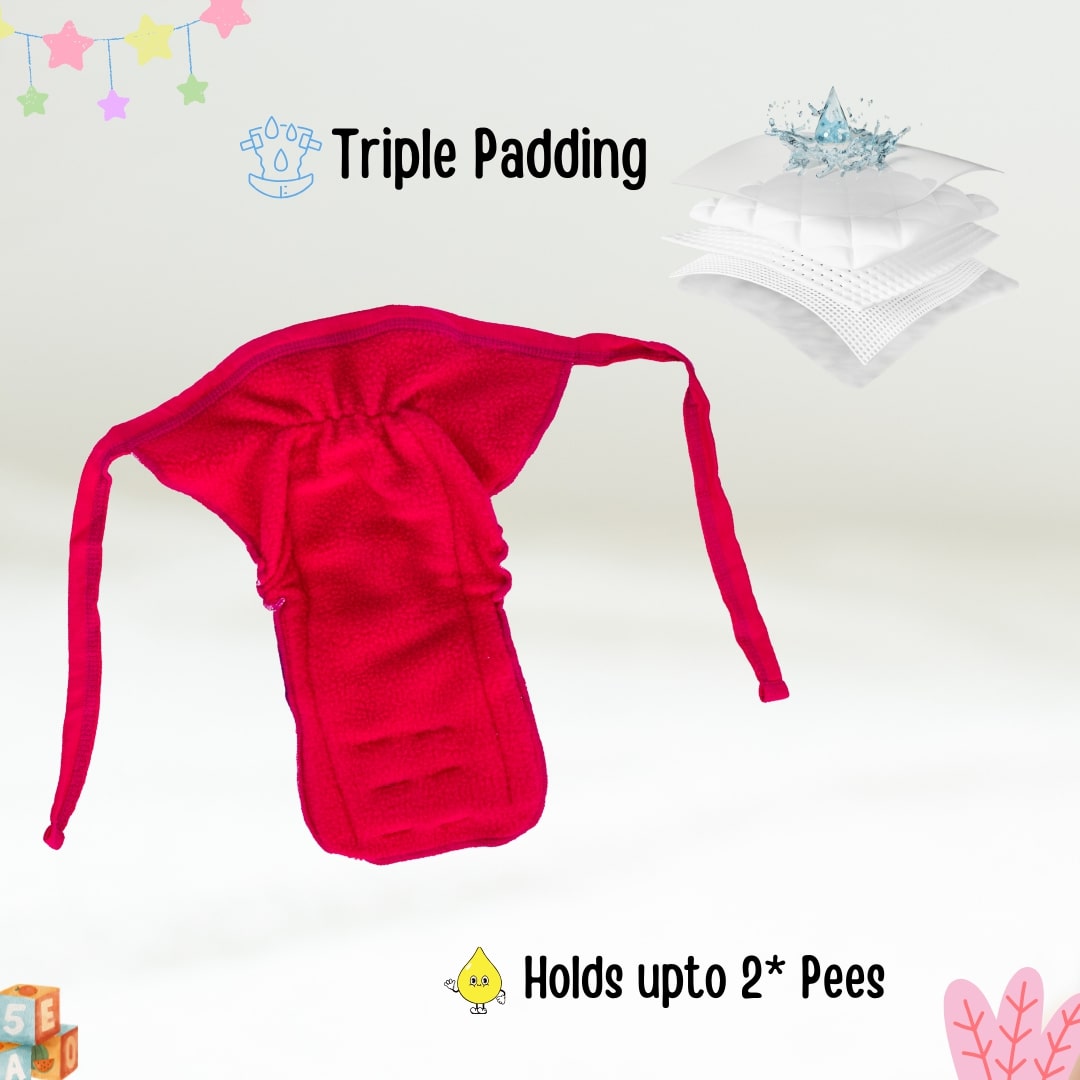 Adore Insta Dry Baby Cloth Tie Knot Langot- 0-3 Months White Teddy S