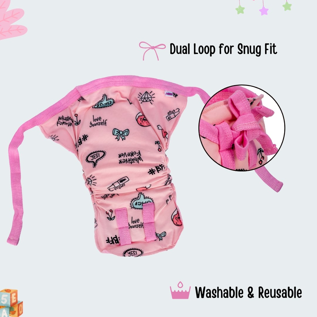 Adore Insta Dry Baby Cloth Tie Knot Langot- 4-8 Months Pink Donut M