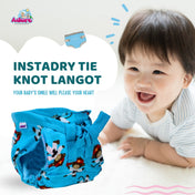 Adore Insta Dry Baby Cloth Tie Knot Langot- 4-8 Months Blue Monkey M