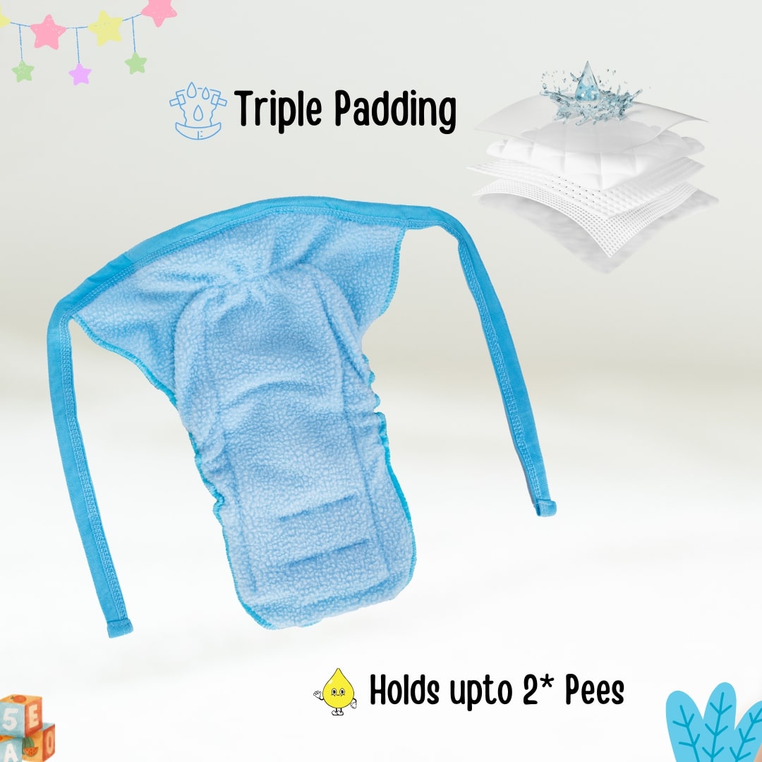 Adore Insta Dry Baby Cloth Tie Knot Langot- 9-12 Months Blue Monkey L