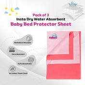 Adore Instadry Baby Bed Protector Combo-Pack of 3- Lilac, Pink & Rosemary