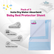 Adore Instadry Baby Bed Protector Combo-Pack of 3- Skyblue, Navy Blue & Maroon