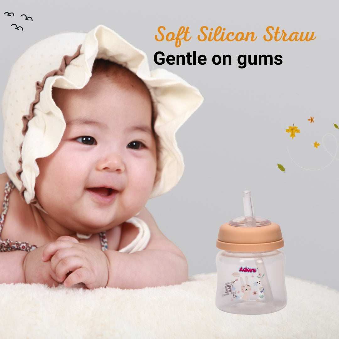 Adore Lota Widneck Straw Sipper- Spill Proof - 125ml- Brown