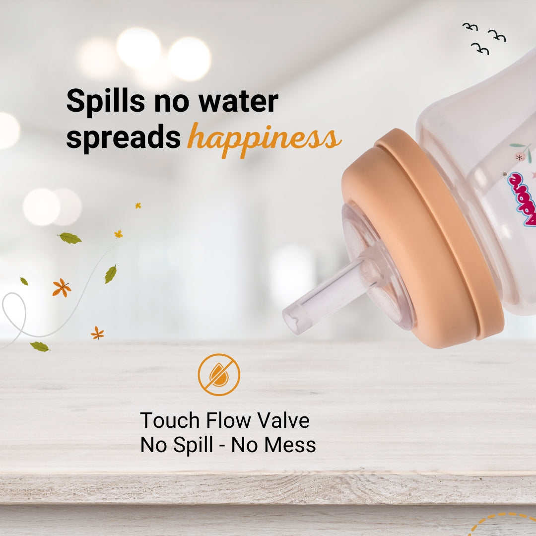 Adore Lota Widneck Straw Sipper- Spill Proof - 125ml- Brown