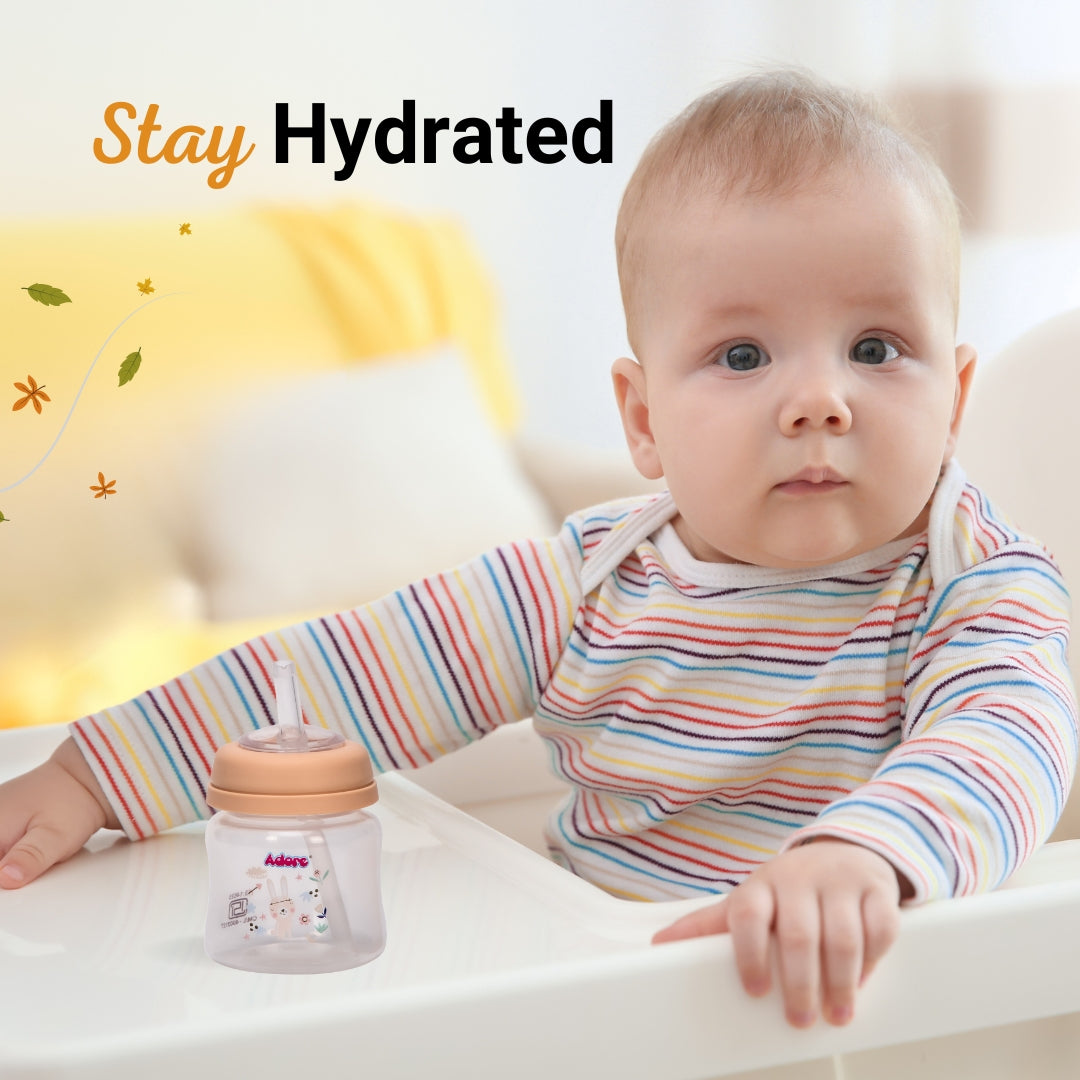 Adore Lota Widneck Straw Sipper- Spill Proof - 125ml- Brown