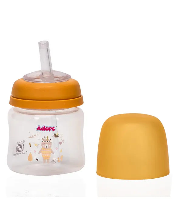 Adore Lota Widneck Straw Sipper- Spill Proof - 125ml- Yellow