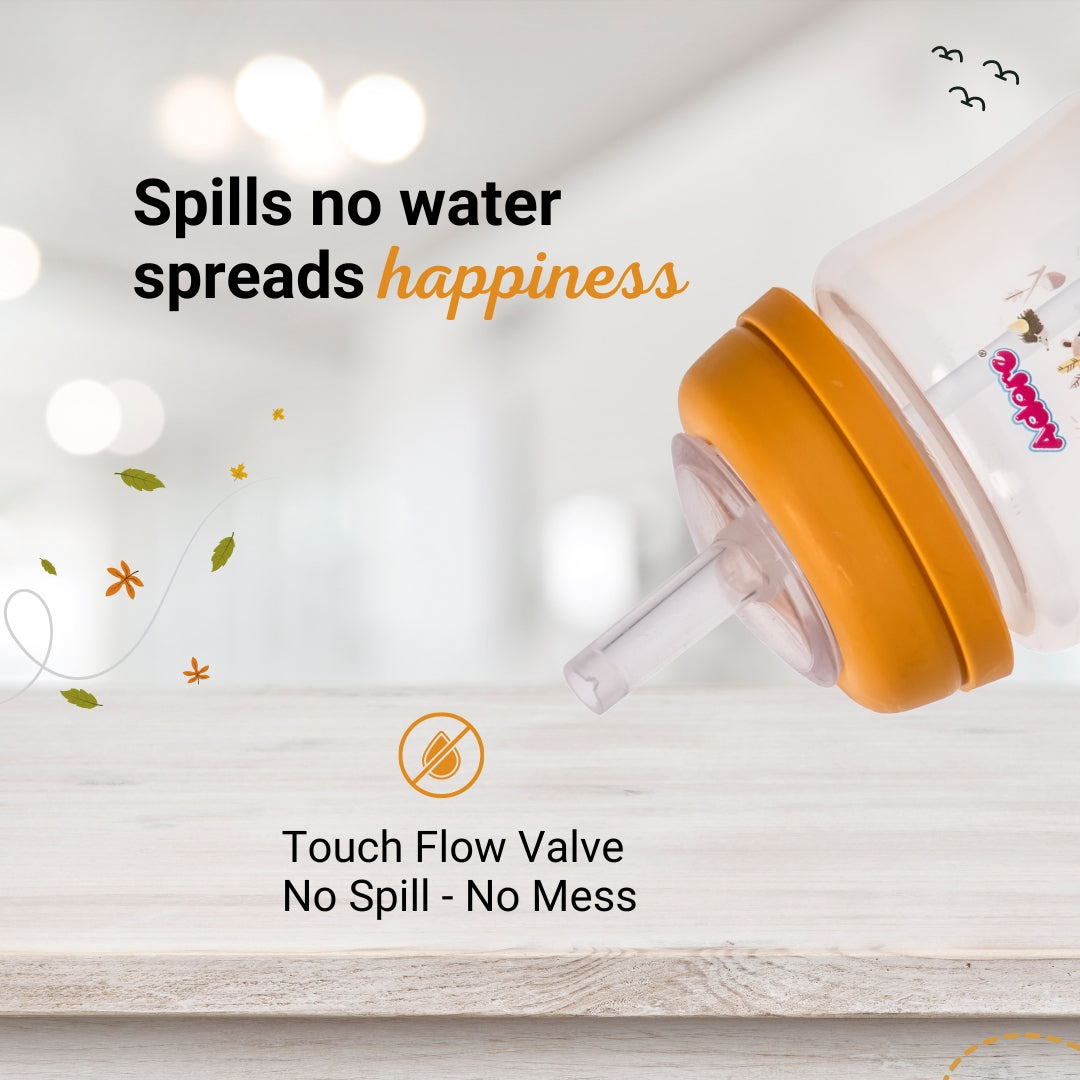 Adore Lota Widneck Straw Sipper- Spill Proof - 125ml- Yellow