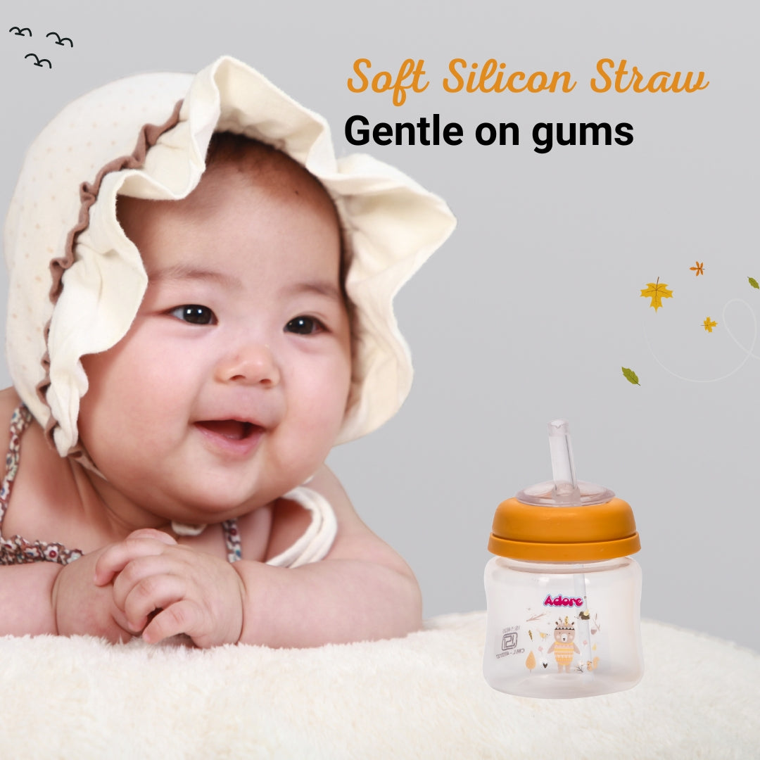 Adore Lota Widneck Straw Sipper- Spill Proof - 125ml- Yellow