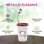 Adore  Bliss Printed Stainless Steel Tumbler - 300ml - Brown