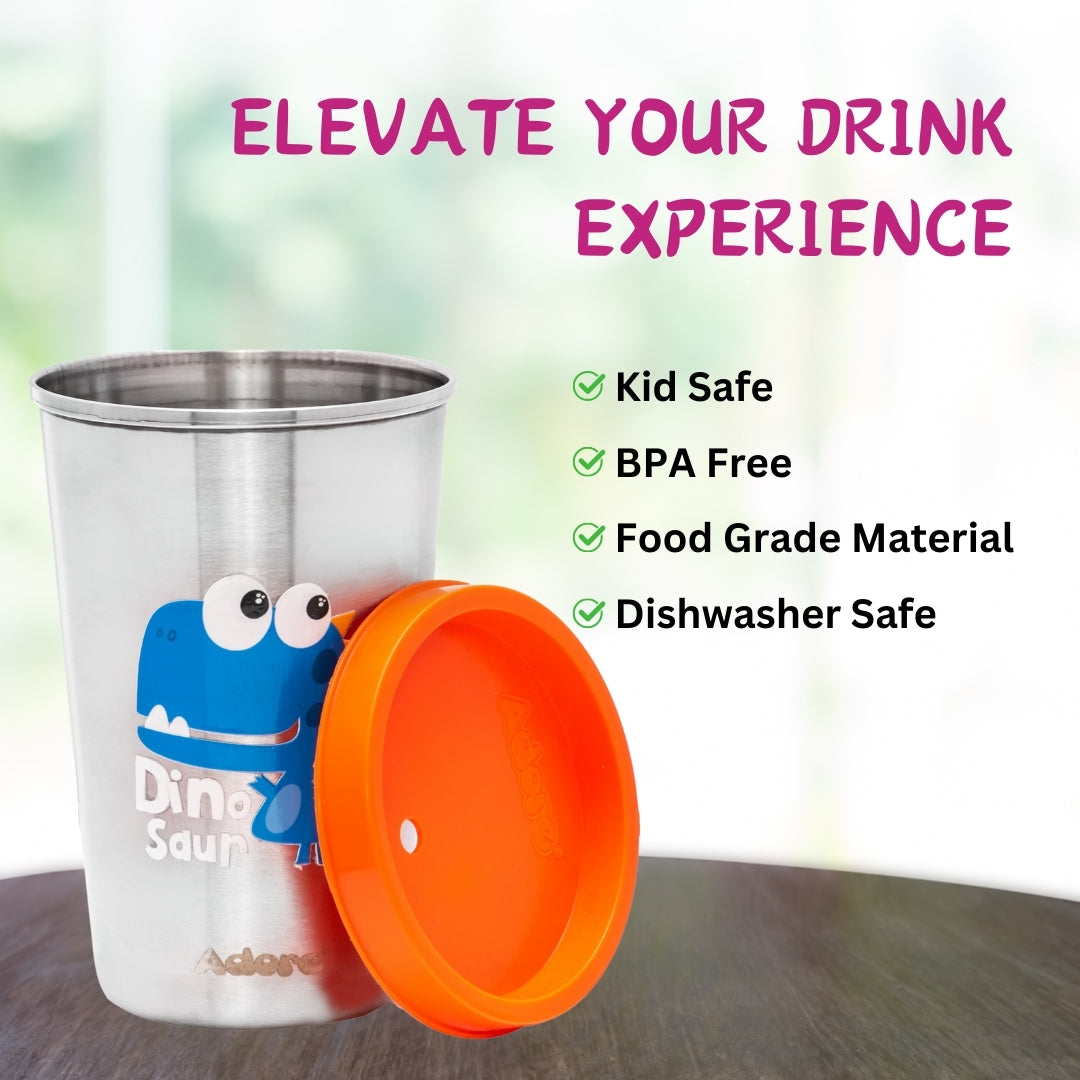 Adore  Bliss Printed Stainless Steel Tumbler - 300ml - Orange