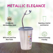 Adore  Bliss Printed Stainless Steel Tumbler - 300ml - Grey