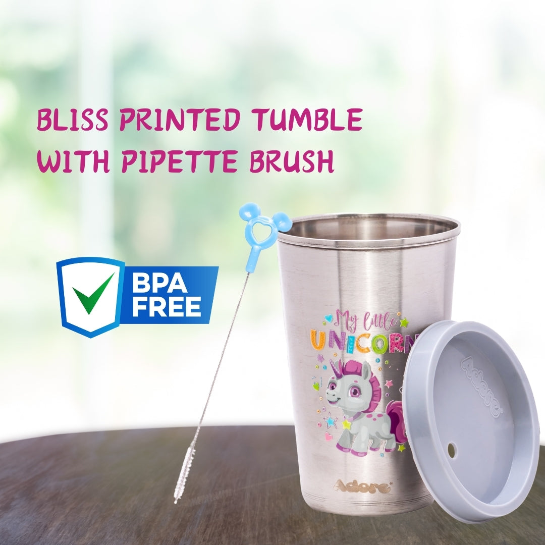 Adore  Bliss Printed Stainless Steel Tumbler - 300ml - Grey