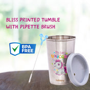 Adore  Bliss Printed Stainless Steel Tumbler - 300ml - Grey