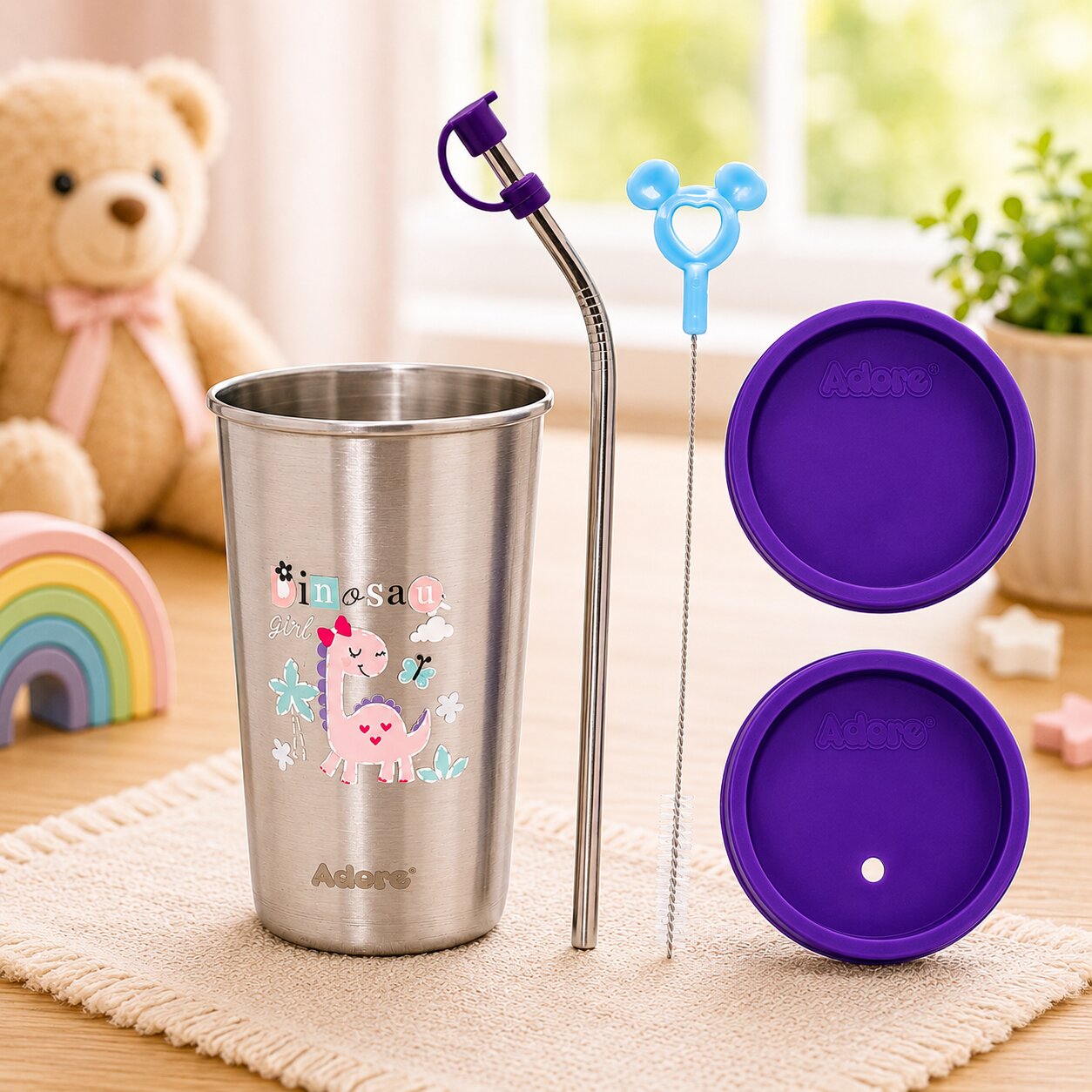 Adore  Bliss Printed Stainless Steel Tumbler - 300ml - Purple