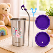 Adore  Bliss Printed Stainless Steel Tumbler - 300ml - Purple