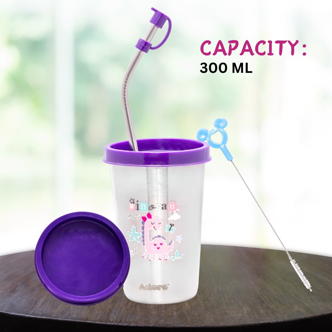 Adore  Bliss Printed Stainless Steel Tumbler - 300ml - Purple