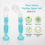 Adore ACE Flexi Silicone Feeding Spoon Set- Pack of 2 - Blue