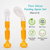 Adore ACE Flexi Silicone Feeding Spoon Set- Pack of 2 - Yellow