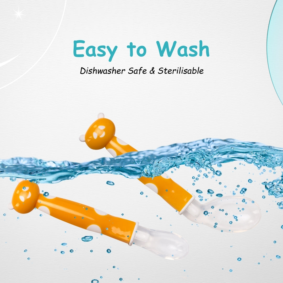 Adore ACE Flexi Silicone Feeding Spoon Set- Pack of 2 - Yellow