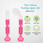 Adore ACE Flexi Silicone Feeding Spoon Set- Pack of 2 - Pink