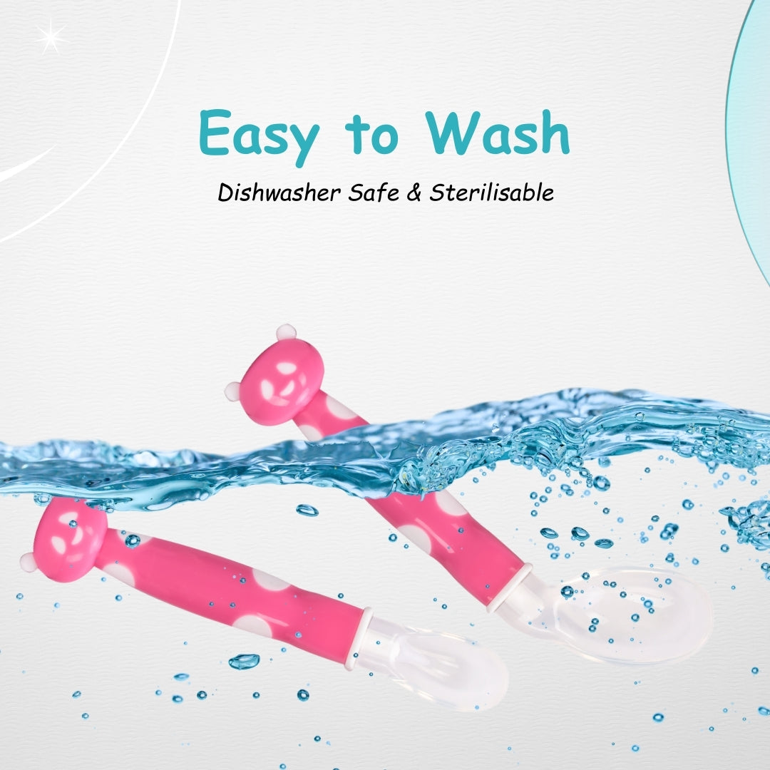Adore ACE Flexi Silicone Feeding Spoon Set- Pack of 2 - Pink