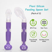Adore ACE Flexi Silicone Feeding Spoon Set- Pack of 2 - Purple