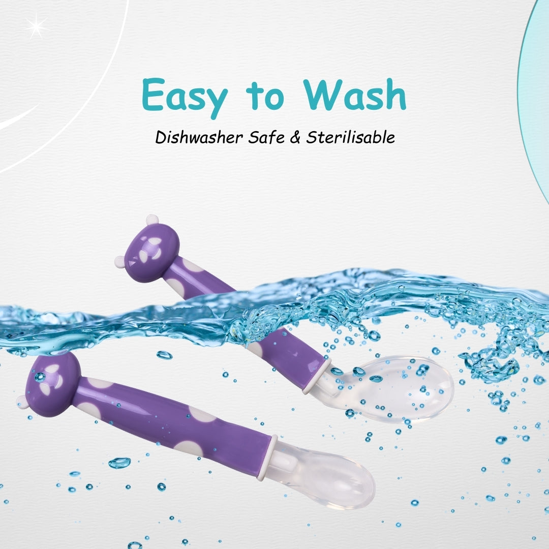 Adore ACE Flexi Silicone Feeding Spoon Set- Pack of 2 - Purple