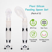 Adore ACE Flexi Silicone Feeding Spoon Set- Pack of 2 - White