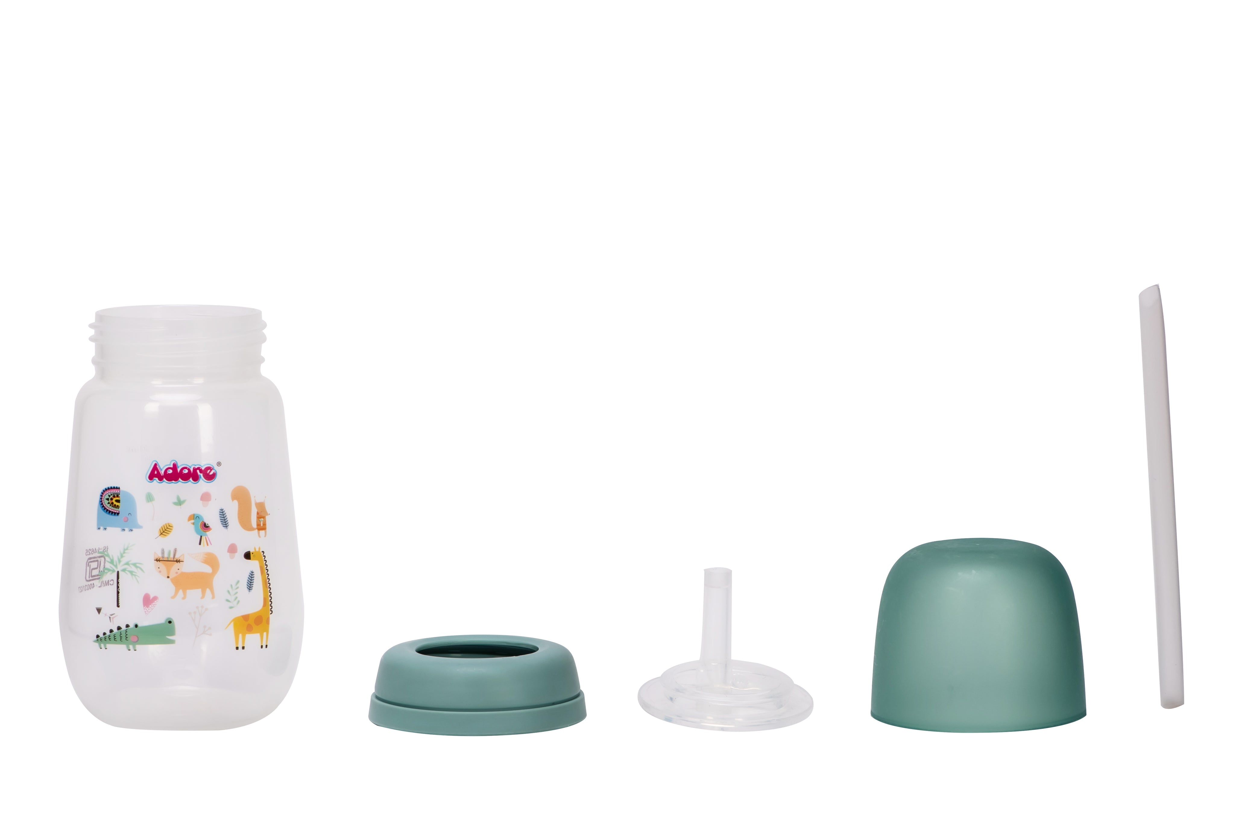 Adore Zeta Wideneck Straw Sipper- Spill Proof- 250ml - Green