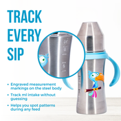 Adore Twilight 2in 1 Stainless Steel Sipper with Twin Handle 250ml - Blue Toucan