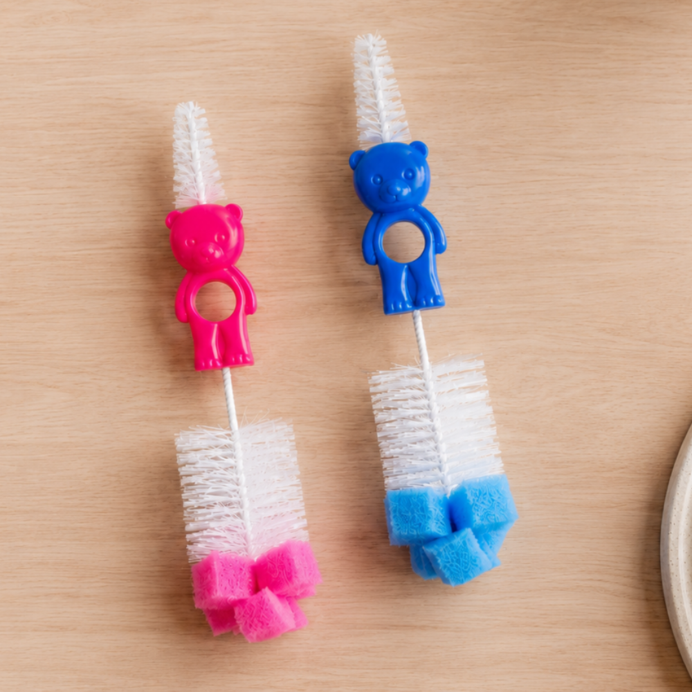 Adore Hola Bear 2 in 1 Bottle Cleaning Brush Kit- Pink