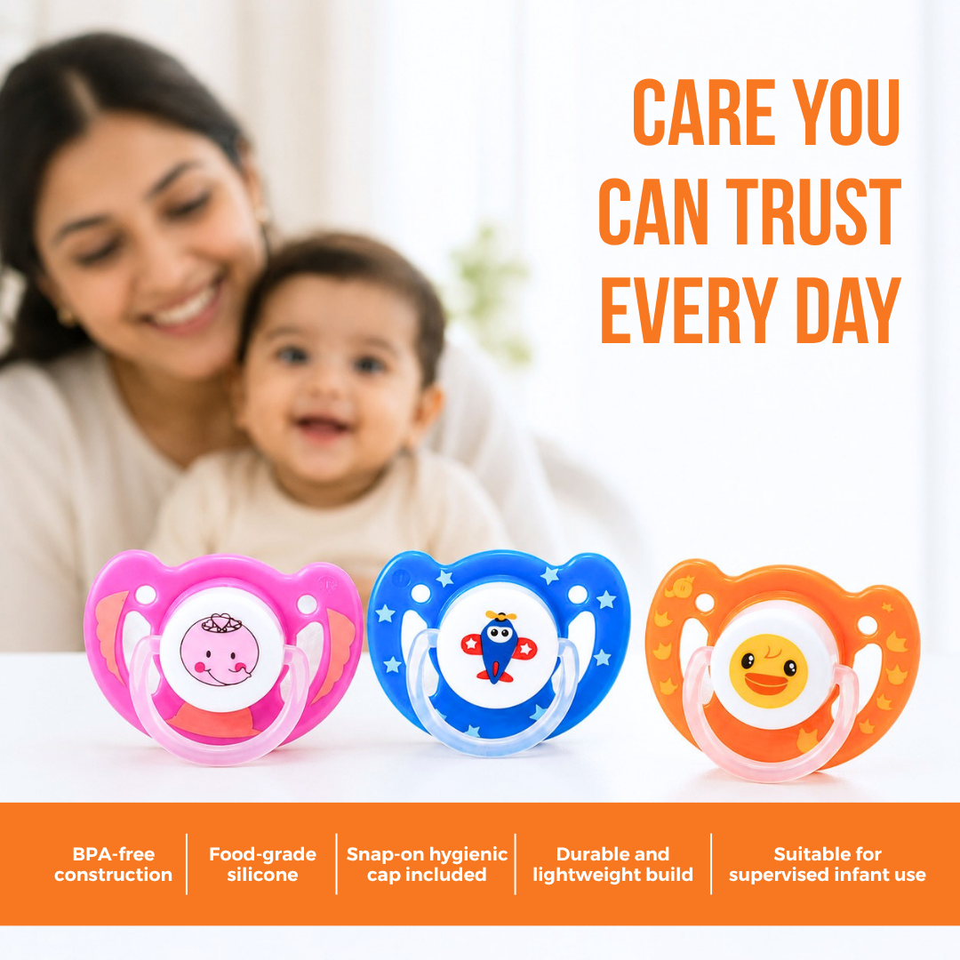 Adore Vento Jr - The Orthodontic Vented Pacifier with Multipurpose Storage Case - Orange