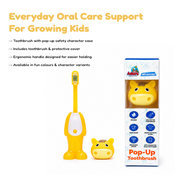Adore Kids Pop Up Toothbrush with Safety Head Attractive Character - Yellow Cow