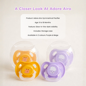 Adore Airo! The Symmetrical Pacifier that Glows in Dark with Storage Case- Purple