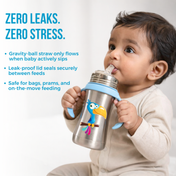 Adore Twilight 2in 1 Stainless Steel Sipper with Twin Handle 250ml - Blue Toucan