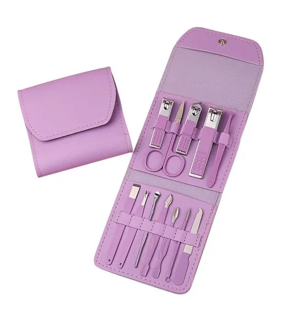 Adore KAMIKAZE! 12 pc Pedicure ,Manicure & Ear Cleaning set with case - Purple