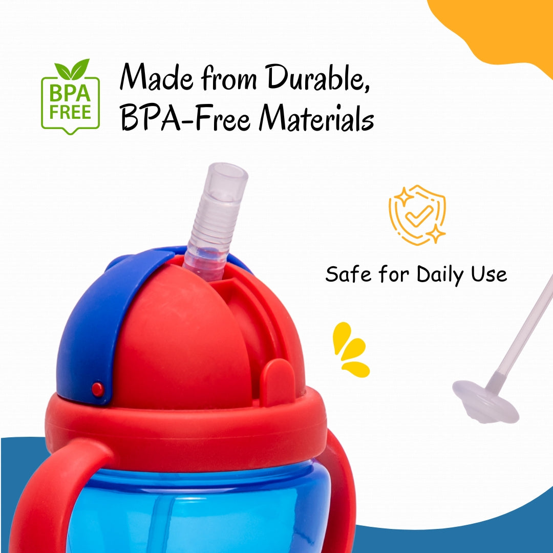 Adore Sippero Sports Straw Sipper with Gravity Ball and Retractable Dust Free Cap- 300ml- Blue