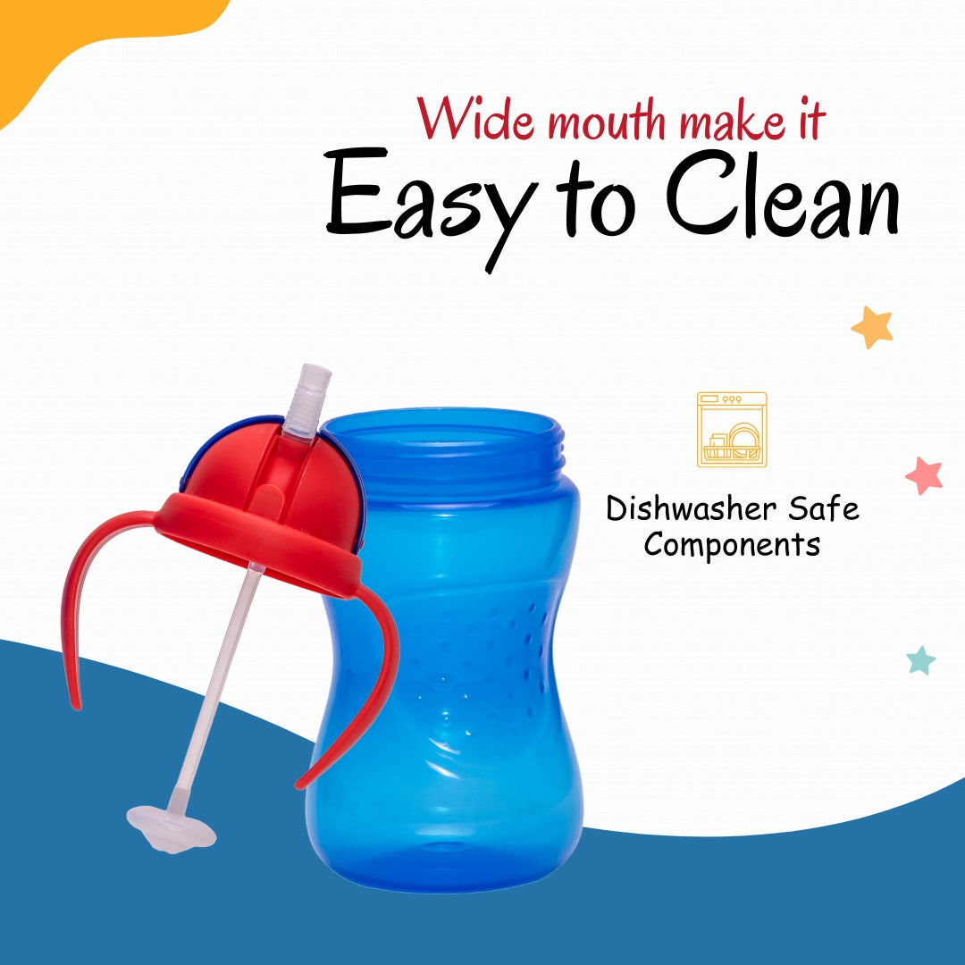 Adore Sippero Sports Straw Sipper with Gravity Ball and Retractable Dust Free Cap- 300ml- Blue