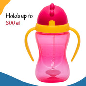 Adore Sippero Sports Straw Sipper with Gravity Ball and Retractable Dust Free Cap- 300ml- Pink