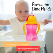 Adore Sippero Sports Straw Sipper with Gravity Ball and Retractable Dust Free Cap- 300ml- Pink