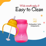 Adore Sippero Sports Straw Sipper with Gravity Ball and Retractable Dust Free Cap- 300ml- Pink