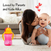 Adore Sippero Sports Straw Sipper with Gravity Ball and Retractable Dust Free Cap- 300ml- Pink