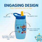 Adore Kiddo Flip to Sip Sports Sipper with Handle- 420ml -Blue
