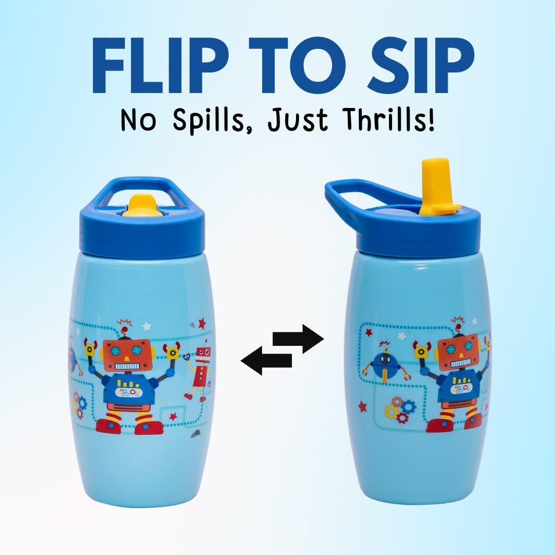 Adore Kiddo Flip to Sip Sports Sipper with Handle- 420ml -Blue