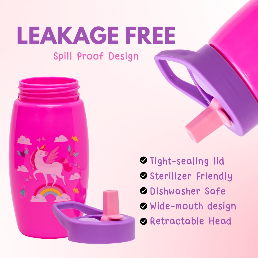 Adore Kiddo Flip to Sip Sports Sipper with Handle- 420ml -Pink