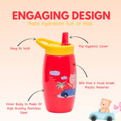 Adore Kiddo Flip to Sip Sports Sipper with Handle- 420ml -Red
