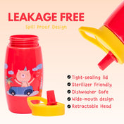 Adore Kiddo Flip to Sip Sports Sipper with Handle- 420ml -Red