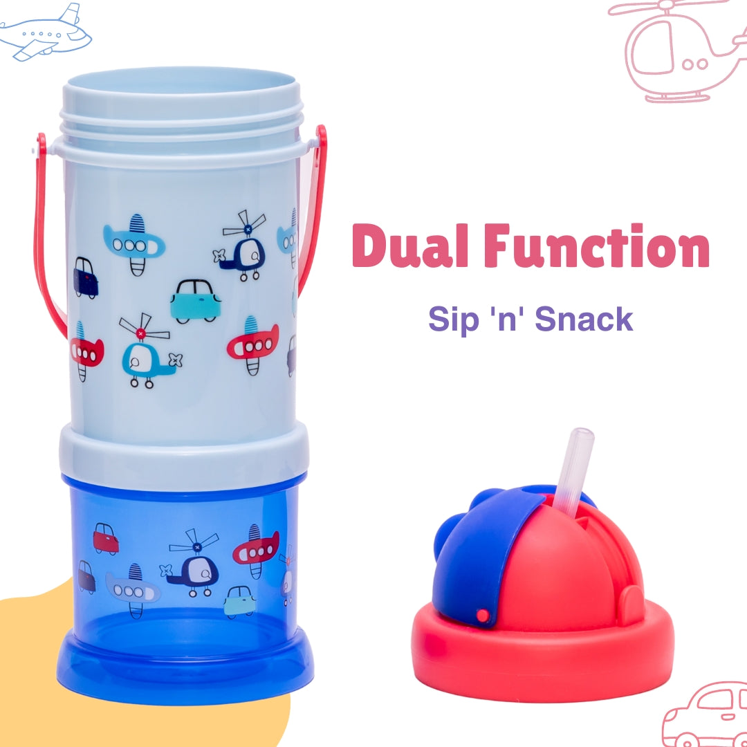 Adore Snacker Jack -The Sip 'n' Snack Bot 'n' Pot with Handle- Blue