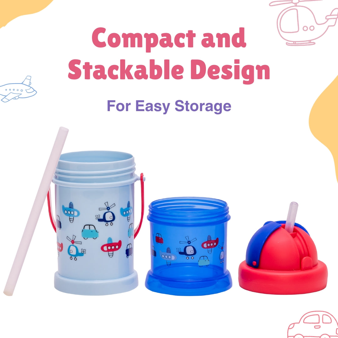 Adore Snacker Jack -The Sip 'n' Snack Bot 'n' Pot with Handle- Blue