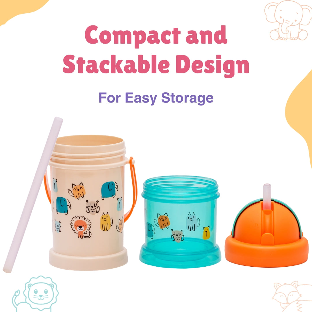 Adore Snacker Jack -The Sip 'n' Snack Bot 'n' Pot with Handle- Beige